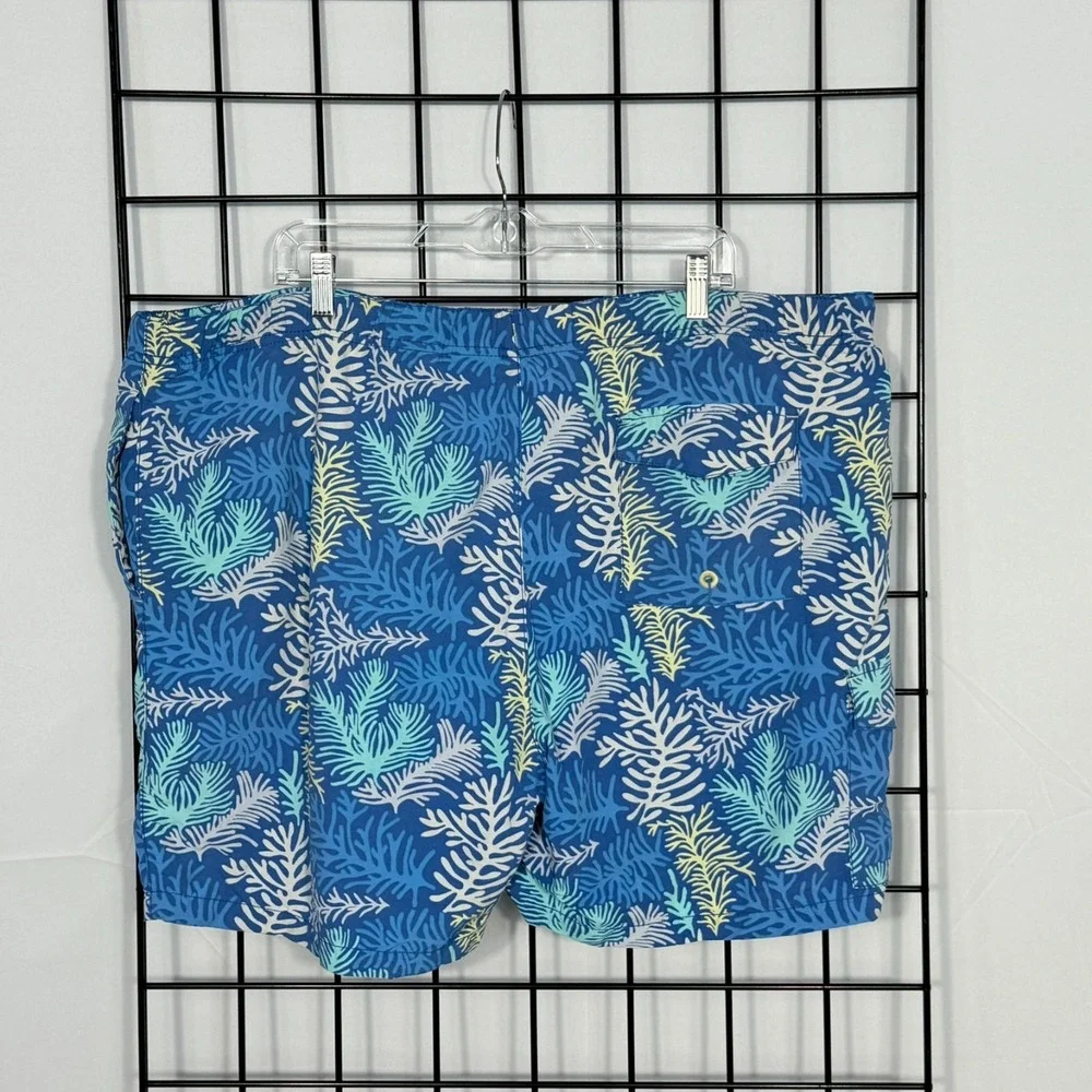 Tommy Bahama Relax Swim Trunks Mens XXL Blue Coral Tropical AOP Beach Resortwear